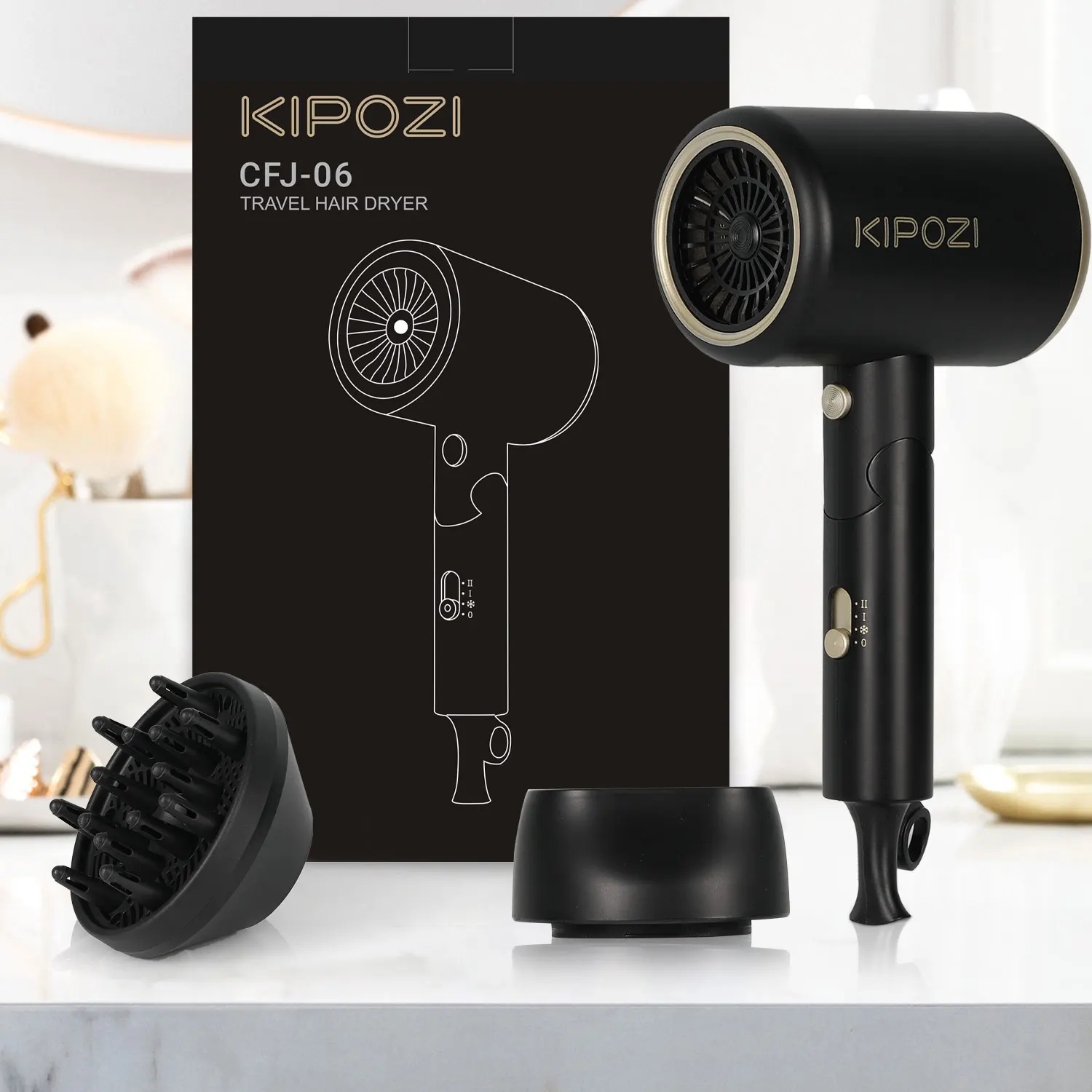 KIPOZI Folding Hairdry 1875W Low Noise Constant Temperature Quick Drying Suitable For Home Travel Hair Dryer Dormitory Blow Drie