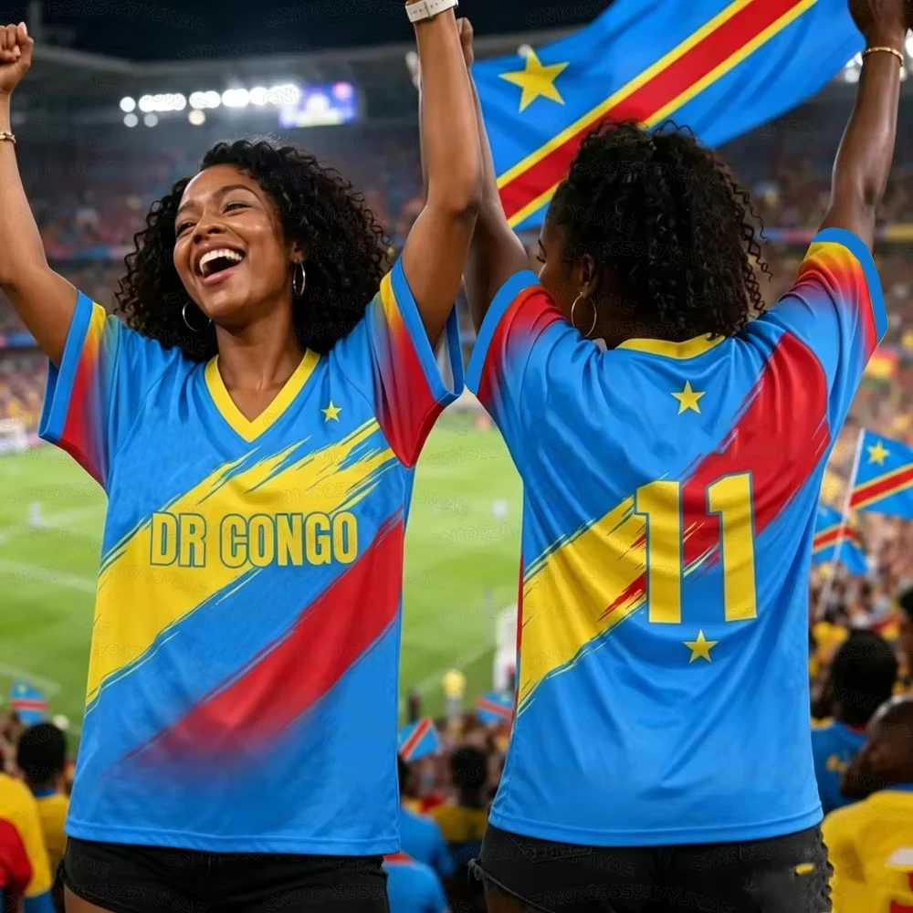 2026 new Congolese print men's and women's multi-purpose casual short-sleeved sports Children's men's and women's sports T-shirt