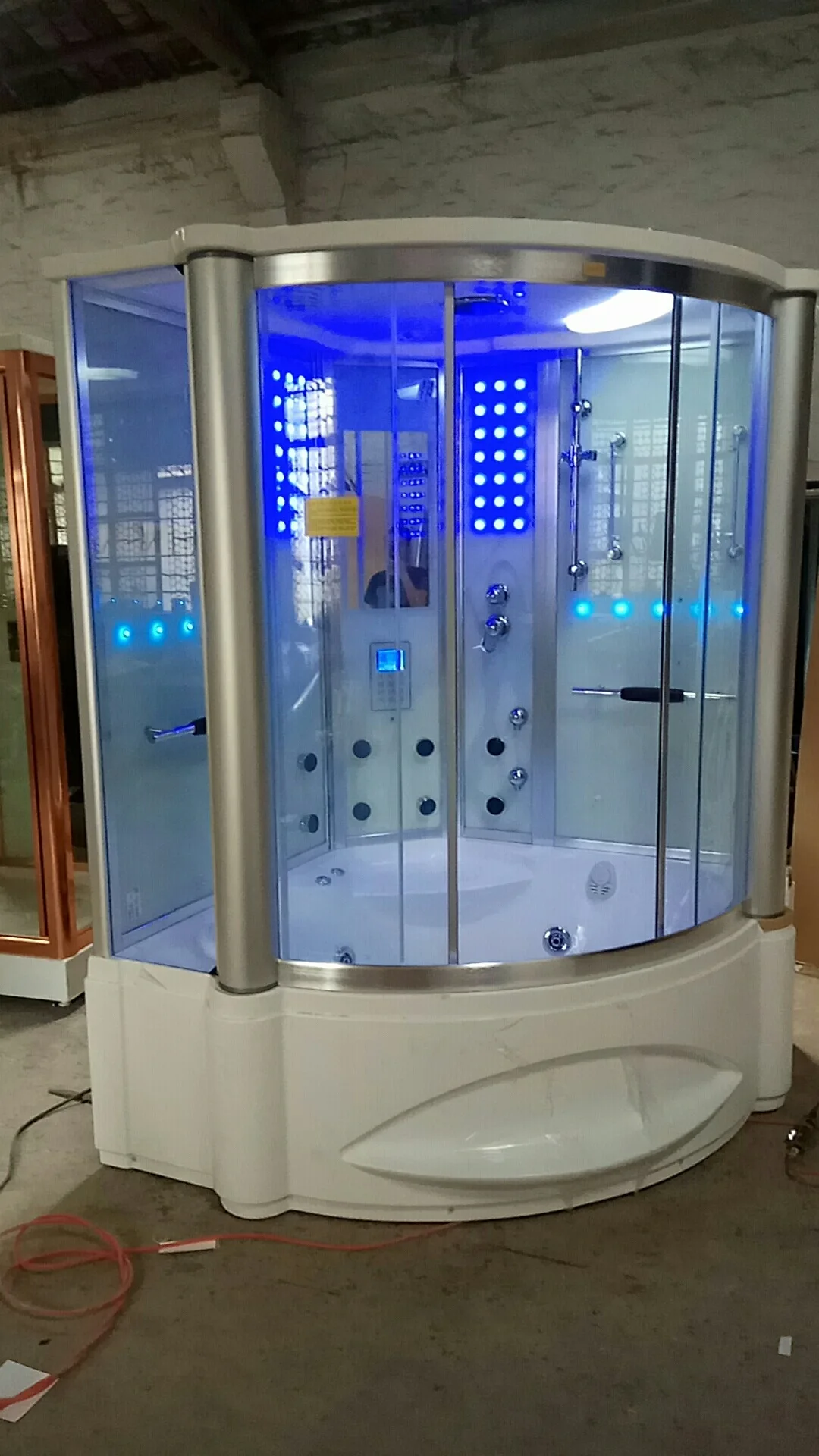 1500X1500X2150mm Bathroom Wall Corner Steam Shower Enclosure Mult-Functional Computer Control Wet Sauna Room 7062A