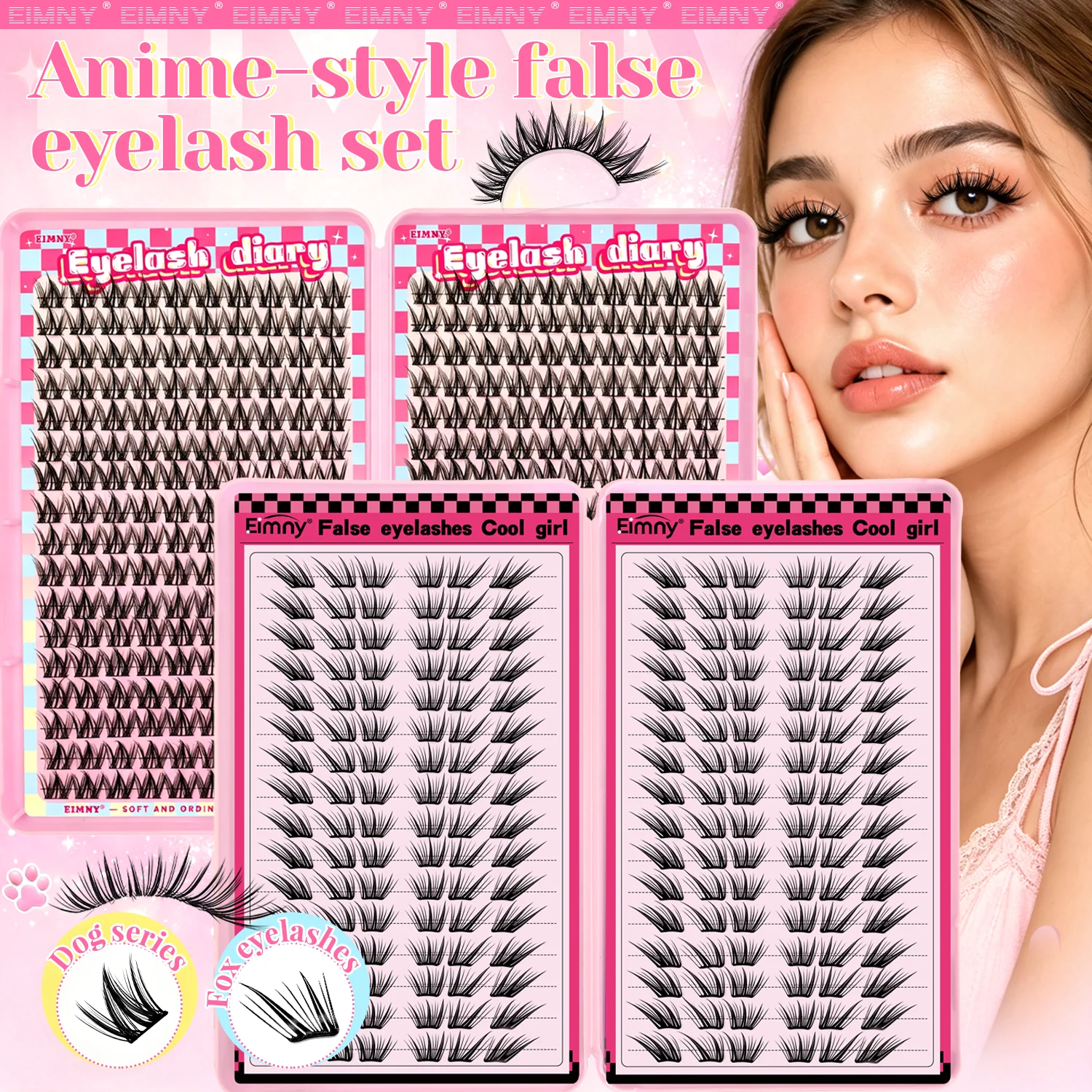 EIMNY Tierbasierte Falsche Wimpern, Wiederverwendbare Einzelwimpern, Bequem, Natürlich Flauschiger Look für Tägliche Anlässe, Partys und Verabredungen – Detail 1