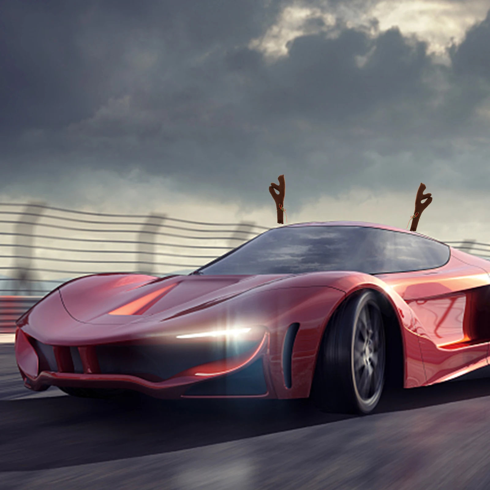 

2Sets Christmas Car Antlers Props Easy Installation Durable Fabric Adorable Ears Design Perfect Gift Friends Families