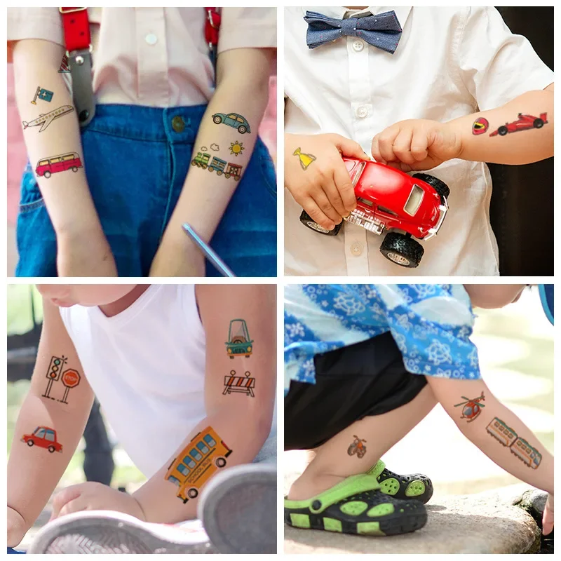 10pcs Vehicles Car Temporary Tattoo Fake Tattoo Stickers for Children Girls Boys Party Favors Kids Birthday Party Bag Filler