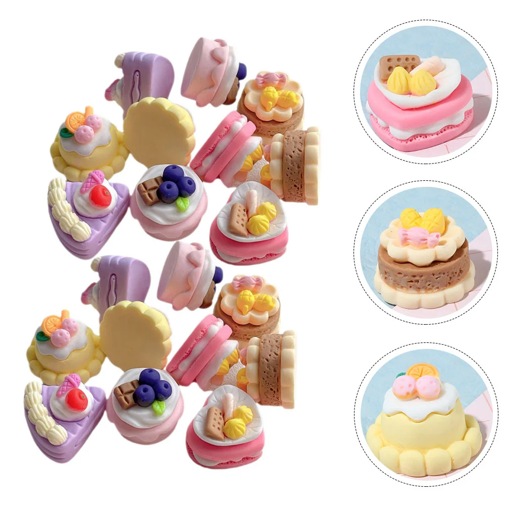 25 Pcs Simulated Cake Dessert Charms for Headband Crafts Holder with Lid Jewelry Making Fruit Cakes Resin DIY Phone Case