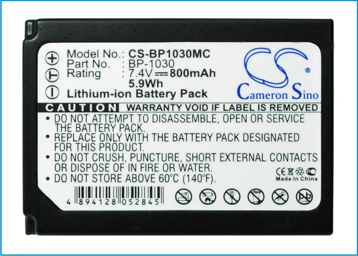 Camera 800mAh Battery For Samsung BP-1030  ED-BP1030 NX200  NX210  NX1000  NX1100  NX2000  NX300  NX300M  NX310  NX500