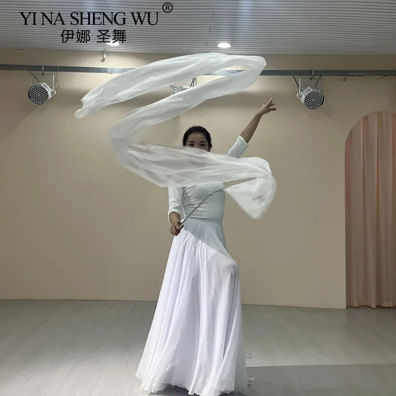 Belly Dance Flag White 30cm Telescopic Stick Simulation Silk Accessories Children Adult Performance Throwing Props