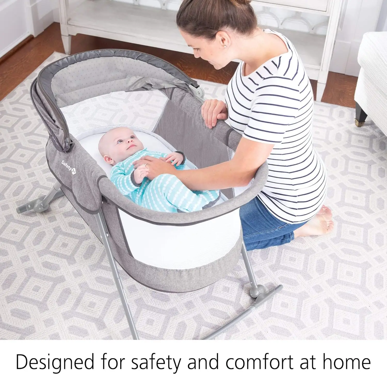 Portable Rocking Bassinet for Baby Sleep, Travel-Friendly with Sunshade Canopy