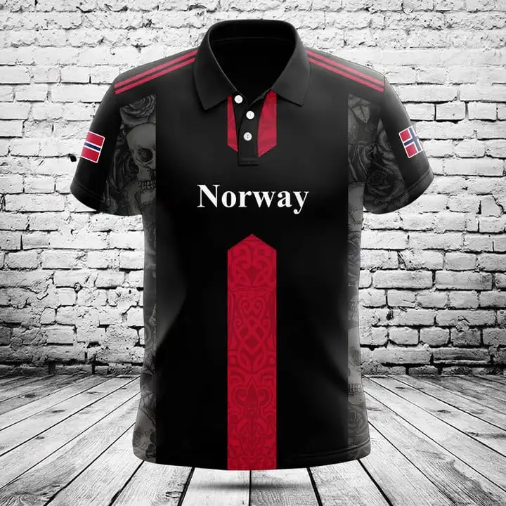 Custom Name Norway Shield Graphic Polo Shirt Summer Casual Unisex Pullover Loose Cool Jersey Oversized Short Sleeve Tops