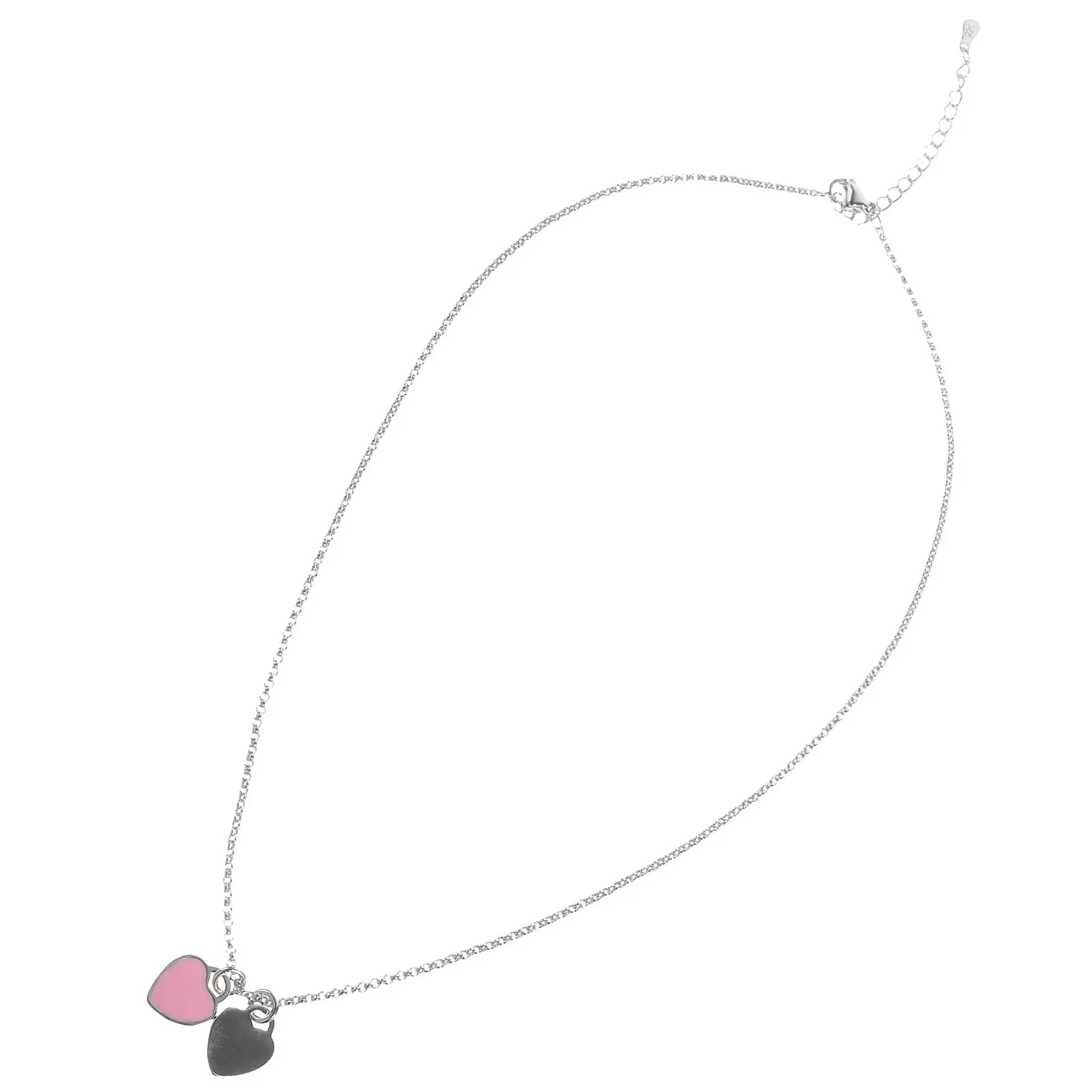 Love Heart Pendant Necklace Electroplated Alloy Stylish Double Heart Design Romantic Jewelry for Valentine Anniversary Daily