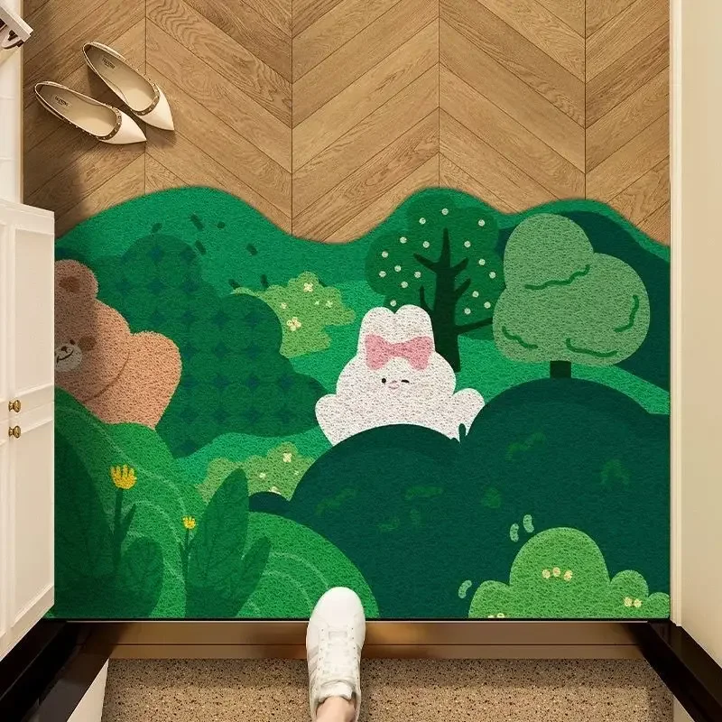 Irregular Plant Shaped Door Mat Silk Circle Anti-slip Cuttable Floor Mats Living Room Bathroom Scraping Dirt Scuffing Mats