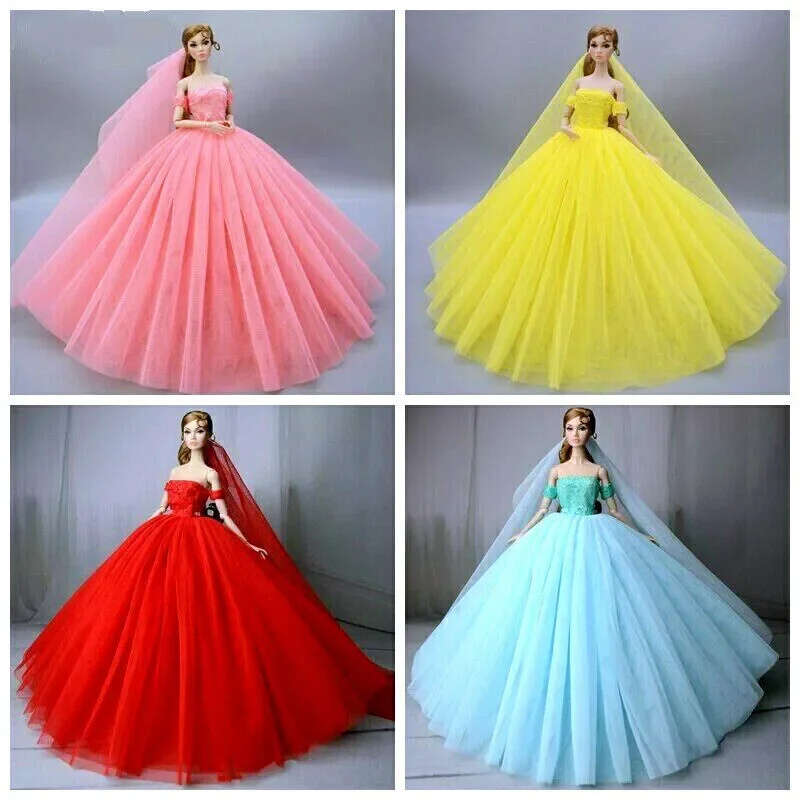 4pcs Dresses Accessories for Dolls1/6 Toys for Girls Barbie Clothes for Dolls 30cm  Bases for Dolls Clothes Wedding Dress