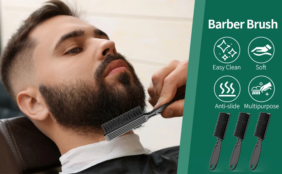 16-teiliges Set mit Bürsten für Friseurbedarf, zum Reinigen von Klingen und Trimmern, Staubwedel, Maniküre-Nylonbürste, Haarstyling-Werkzeug (Schwarz) – Detail 4