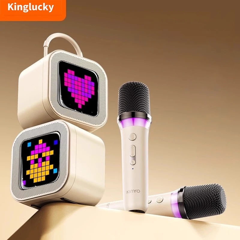 

Kinglucky K26 Karaoke Machine Portable Speaker System with 1-2 Wireless Microphones Home Family Singing Children's Gifts