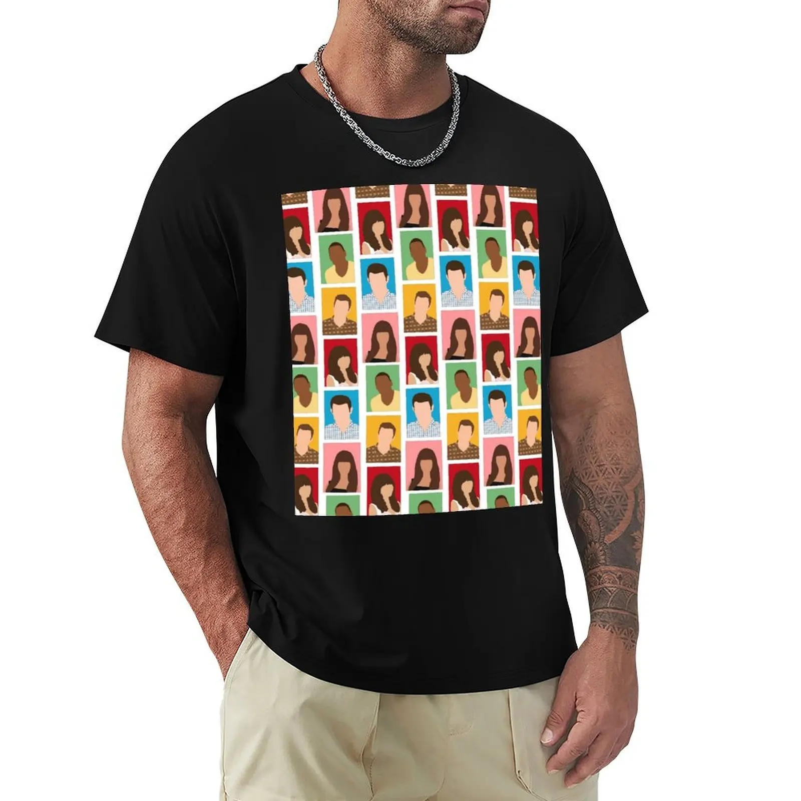 

New Girl Cast Portrait Design T-Shirt summer 2025 blacks blue archive oversized t shirt t shirts for men cotton