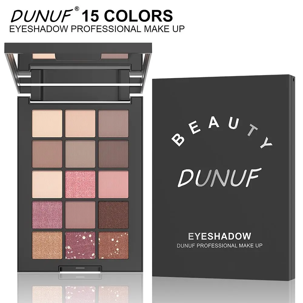 Paleta Cieni do Powiek Matowo-Perłowa 15 Kolorów Mocno Napigmentowana Długotrwała Wodoodporna Formuła Gładkie Aplikowanie Bez Rozpryskiwania