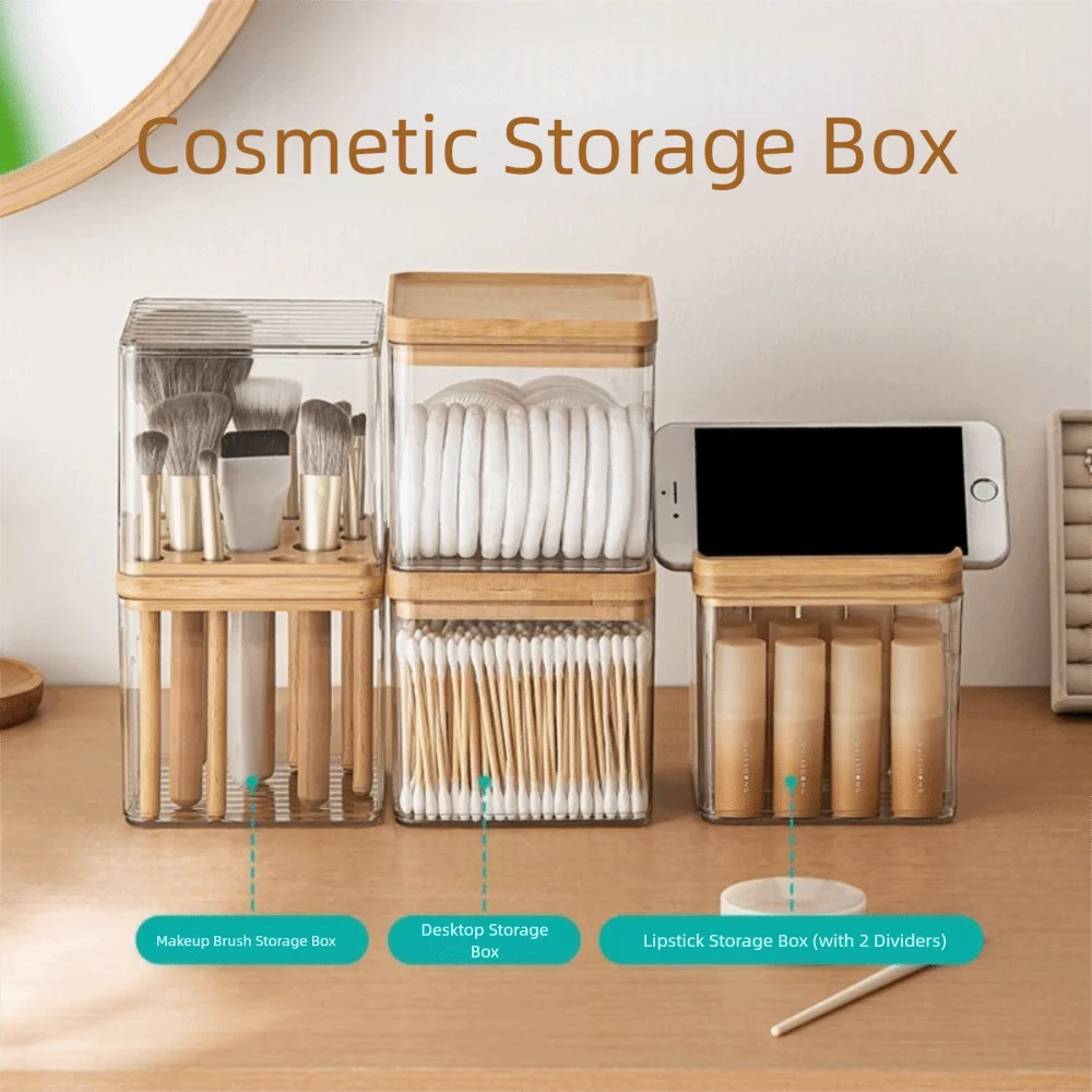 

Clear Makeup Brush Holder Dust-proof Large Capacity Lipstick Storage Bucket with Lid Multifunctional Pencil Display Cup