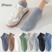 3 Pairs Men's Solid Color Cotton Ankle Socks - Lightweight Mesh Breathable Thin Socks for Summer Sports & Daily Wear
