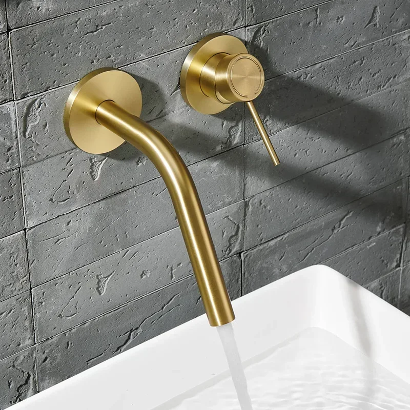 Wastafel sederhana, wastafel kolom kamar mandi vila hotel, keran dinding tersembunyi AM2501