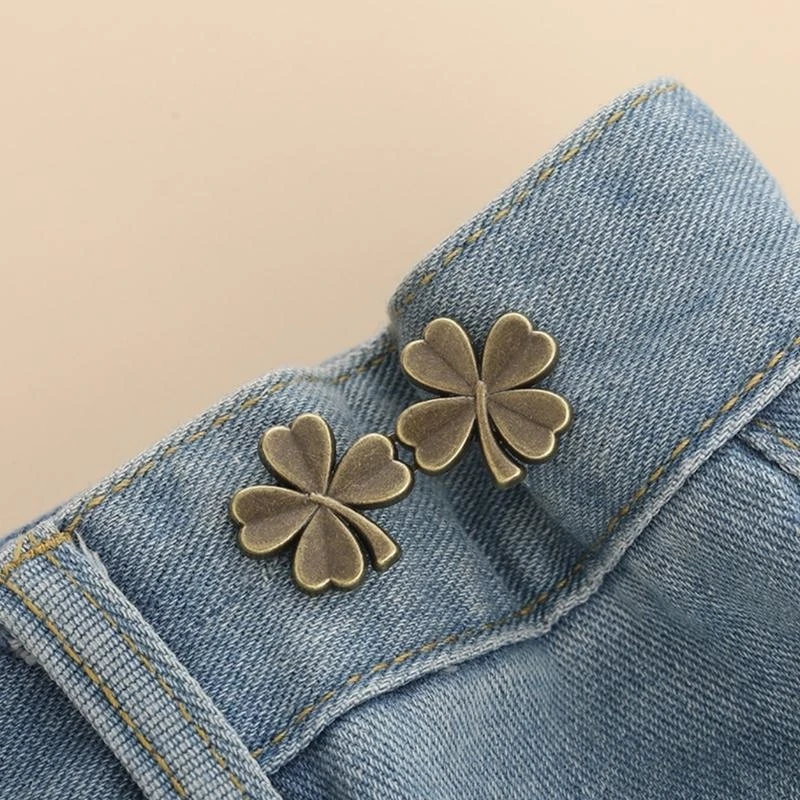 Shamrock Waist Pins for Girls Women Alloy Shawl Clip Waist Brooches Hook for Jeans Pants Snap Buckle Waist Accessories