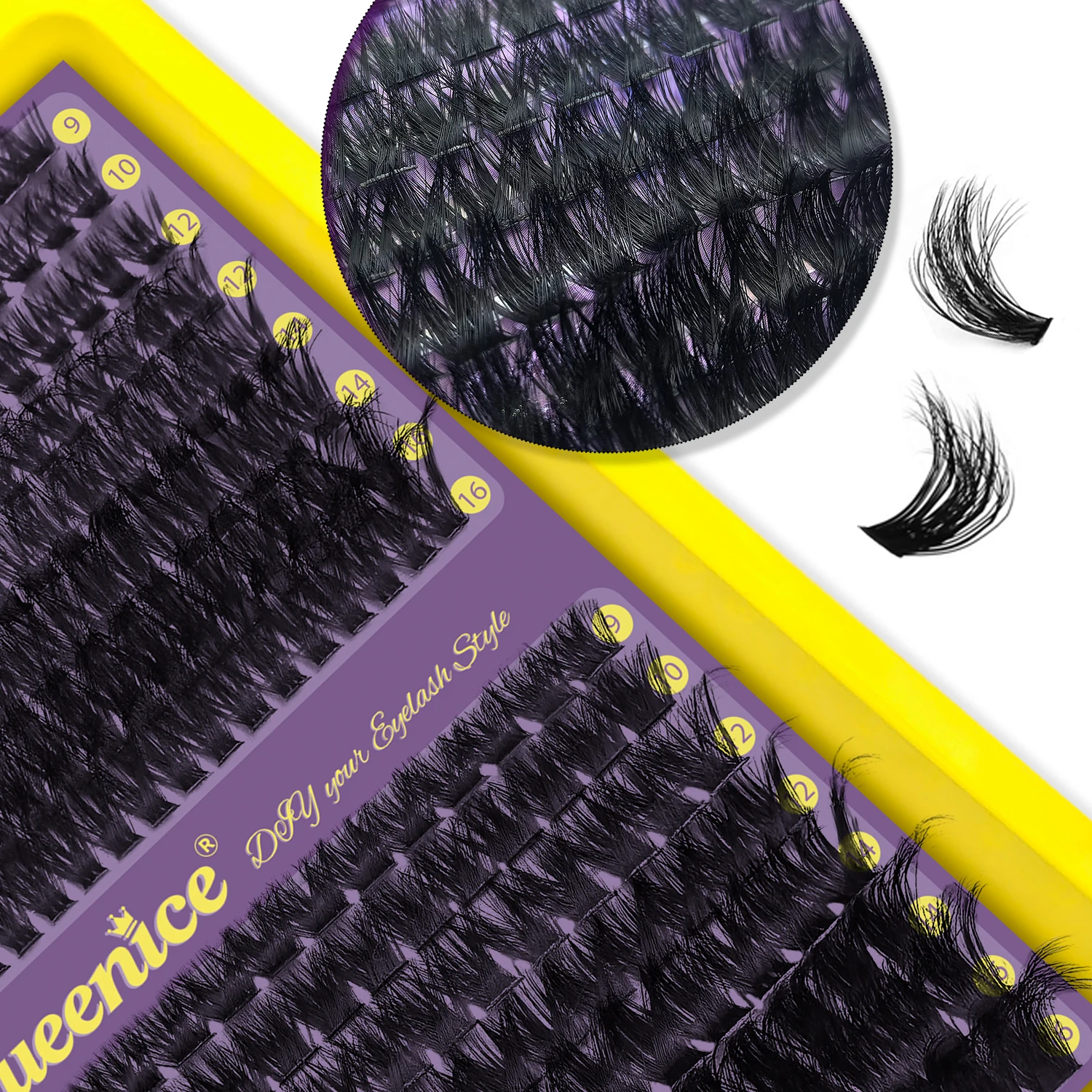 Fluffy D Curl Lash Clusters 9‑16mm Mixed Length DIY Segment Wispy Feather Reusable Natural Dense Individual False Eyelashes