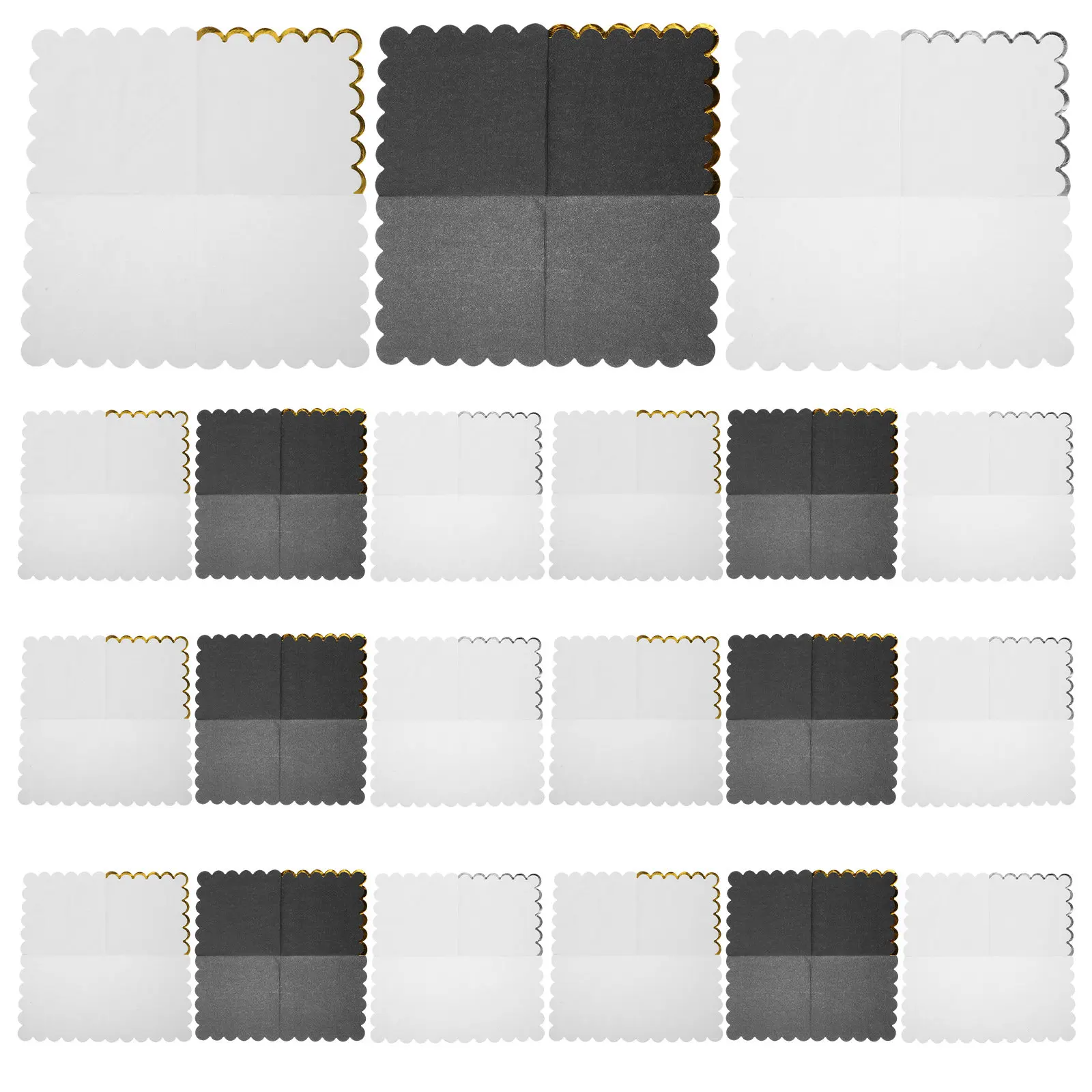60Pcs Party Paper Napkins Black Scalloped Edge Metallic Decorative Napkins for Wedding Birthday Dinner Disposable Serviettes