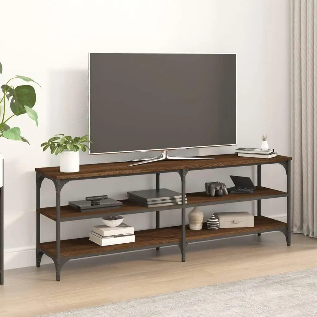 Brown Oak TV Cabinet 140x30x50 cm | Durable Engineered Wood Furniture