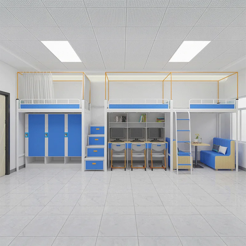 Go to bed and lower table integrated combination bed, student dormitory bed bunk bed apartment