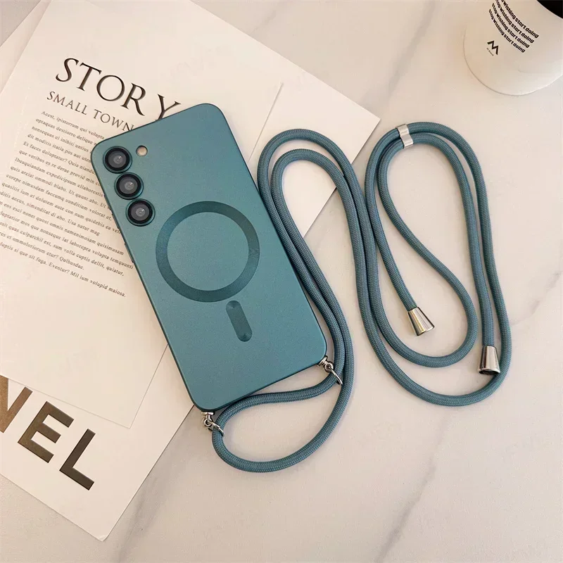 Crossbody Lanyard Magnetische Hülle für Samsung Galaxy S26 S25 Edge S24 S23 S22 Plus Ultra S21 FE für Magsafe Silikon Soft Cover