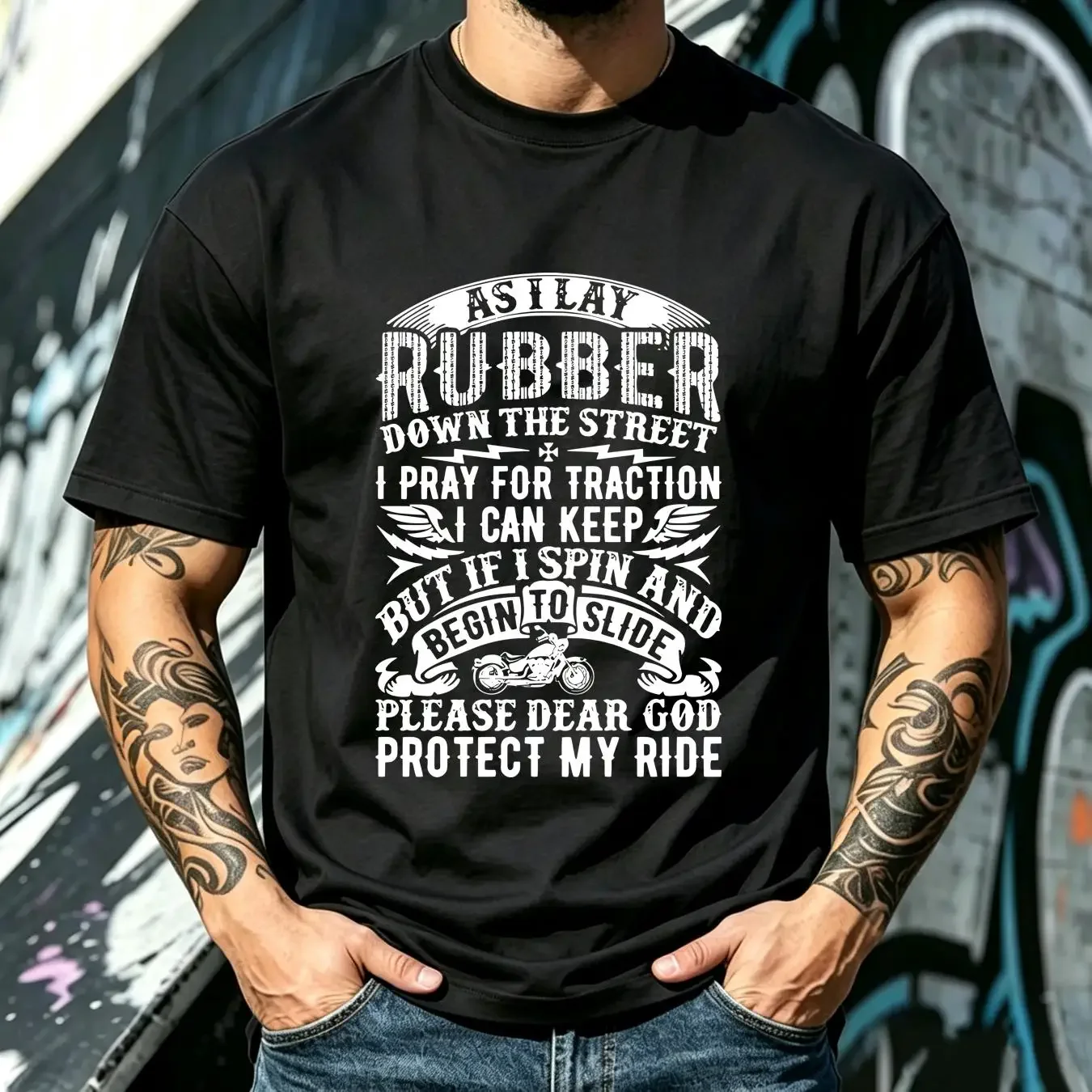 washed T Shirt As I Lay Rubber Down The Street Pray For Traction print Back side vintage Washed Stretched Unisex Soft Versatile