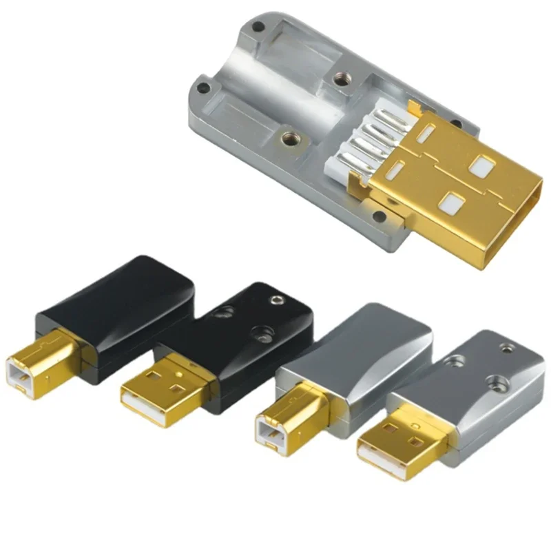 USB 2.0 Data Cable Connector HiFi Audio USB A To USB B Jack Tail Sockect Port Sockect Metal Casing Plug