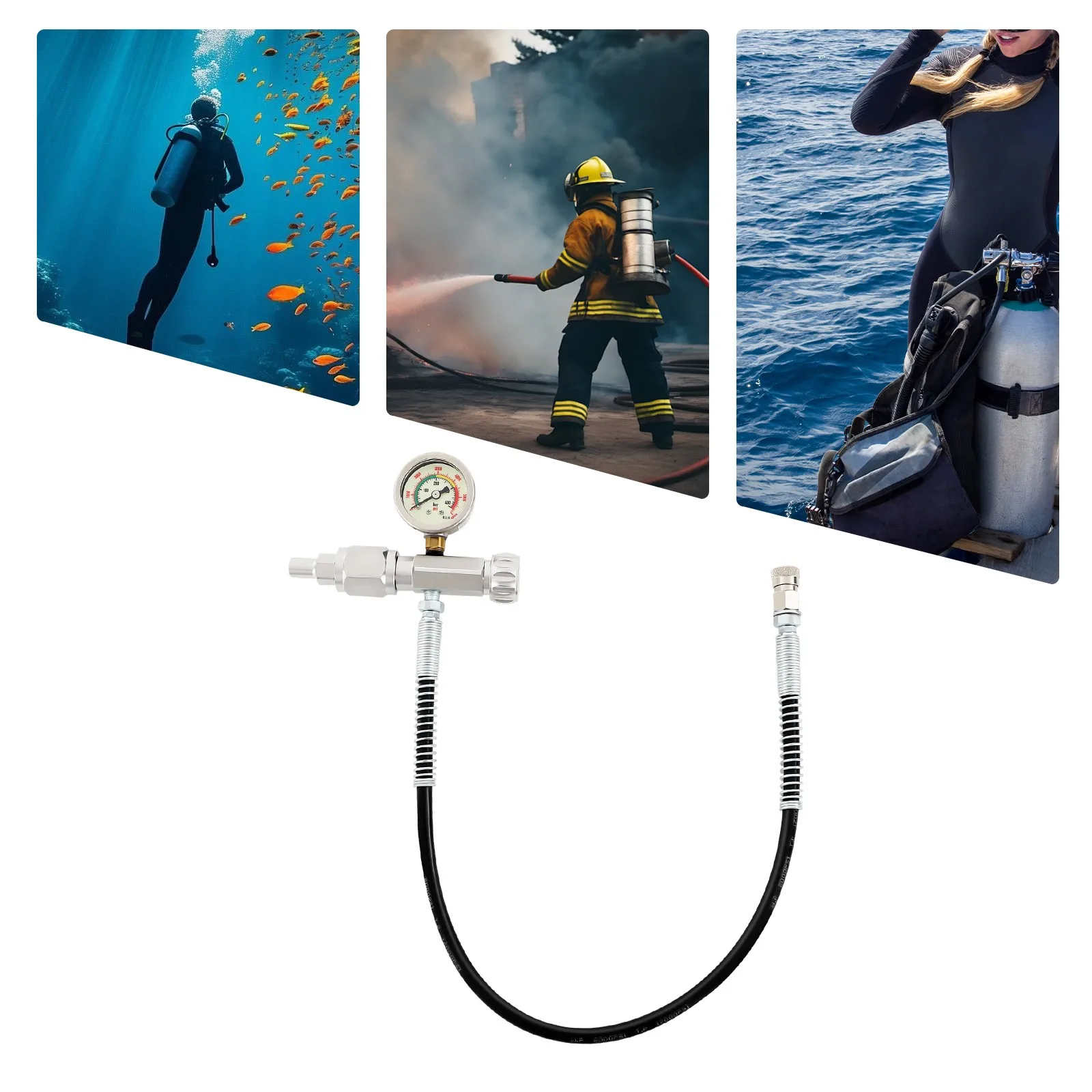 

Адаптер для заправки воздухом 0-6000PSI/400bar, адаптер для заправки воздухом с манометром, клапан для заправки подводных газовых баллонов