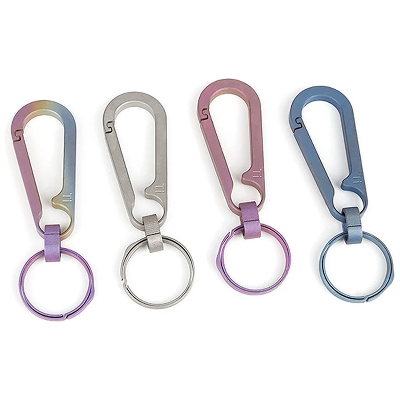 

RISE-Ultralight Aviation Titanium Anti-Lost Carabiner, Keychain, Creative Gift With 26Mm Titanium Key Ring