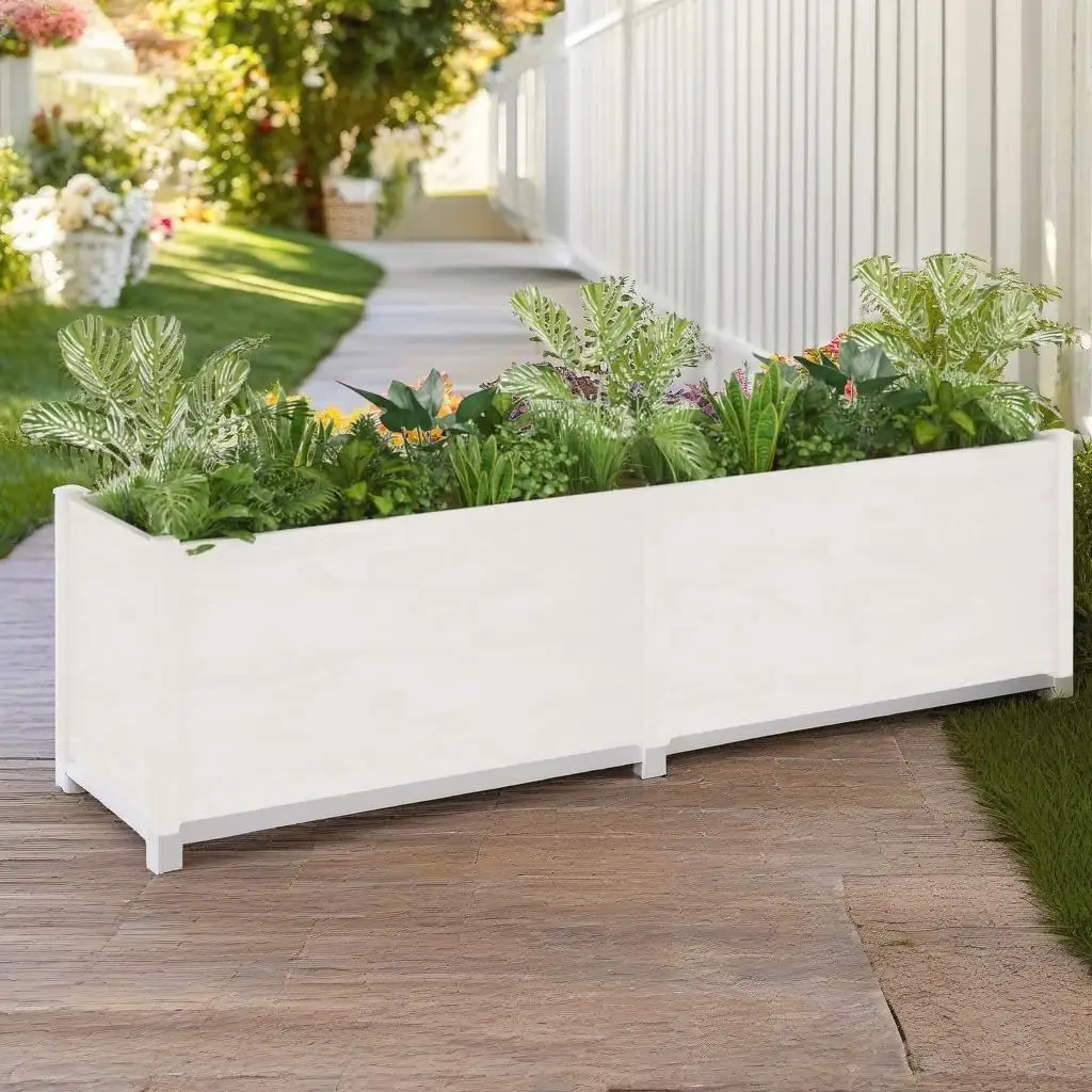 78.7x19.7x19.7 White Pine Wood Garden Planter Box - Durable Outdoor Planting Solution