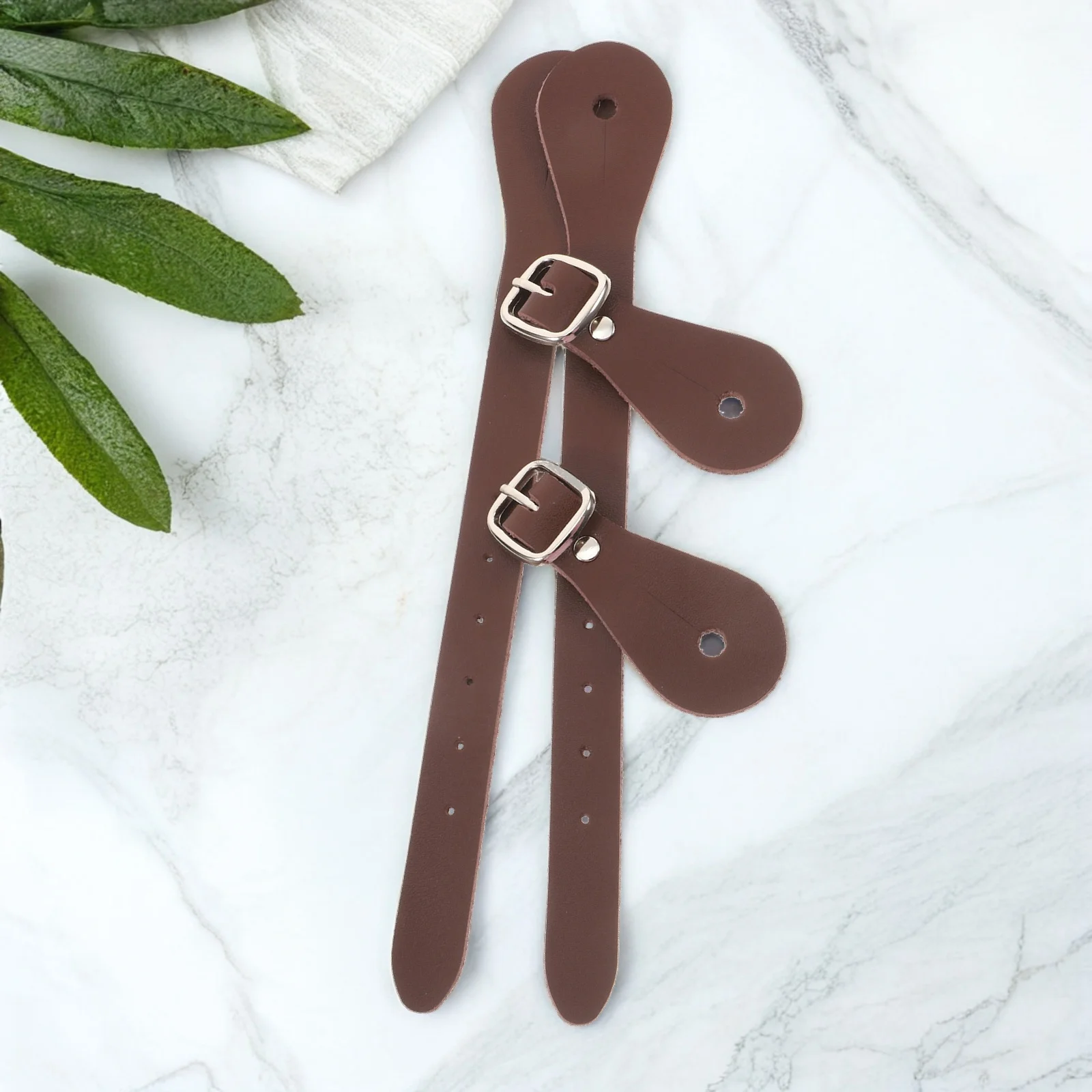 2 قطعة أشرطة ركوب قابلة للتعديل للحصان النمط الغربي Pu Spur حارس كعب الأشرطة دائم معدات الفروسية التدريب في الهواء الطلق #5