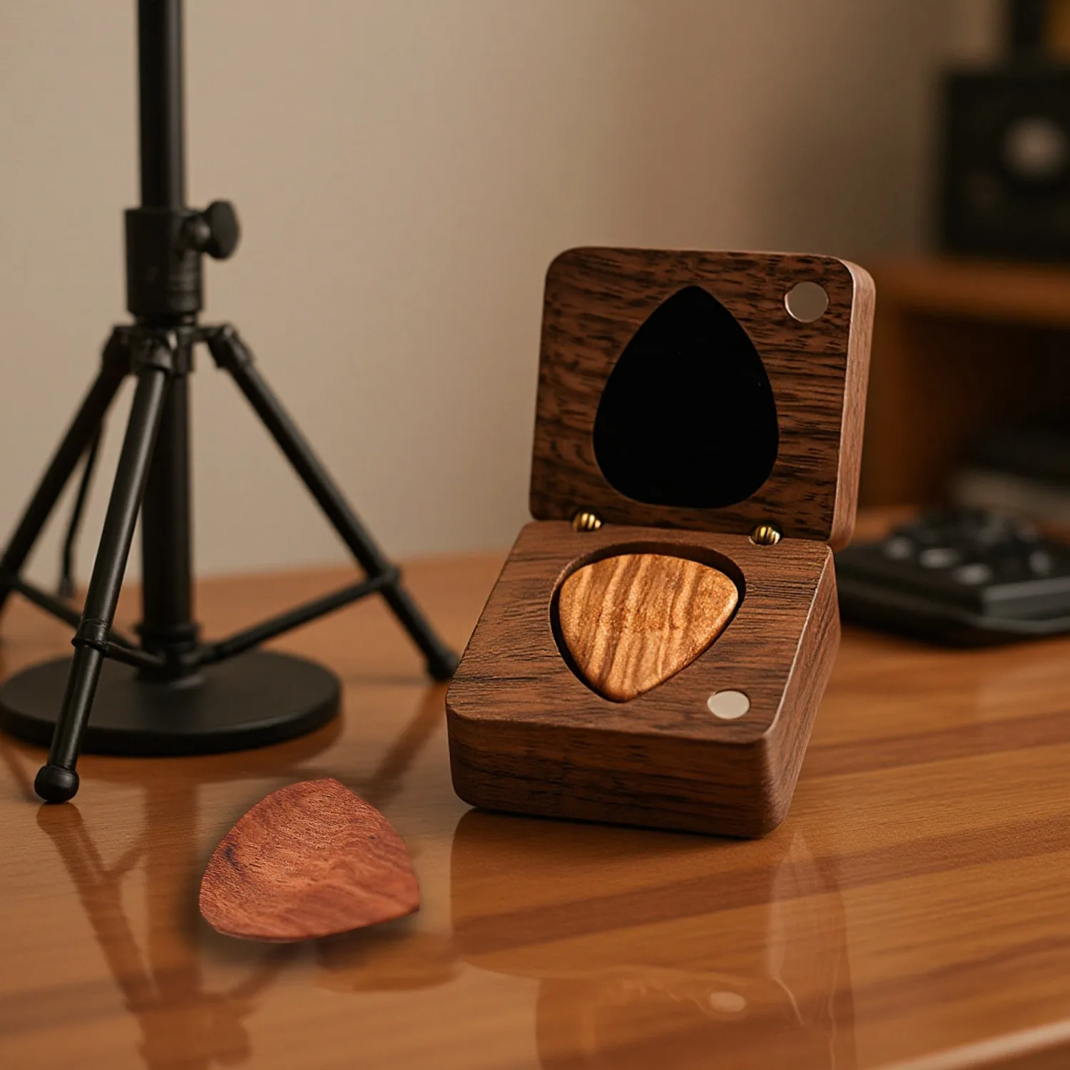 Wooden Guitar Paddles Box Set Personalized Walnut Boyfriend Gift Packaging Box Can Hold Jewelry Necklace Storage Jewelry Boxes