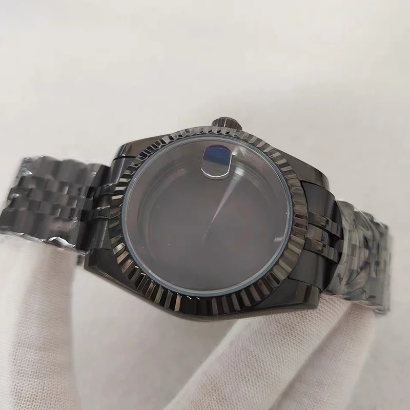 Cassa per orologio in stile classico nero 36mm/39mm in acciaio inossidabile 316L + cinturino quadrante 28,5-29mm braccialetto giubileo adatto al movimento NH35/NH36/4R