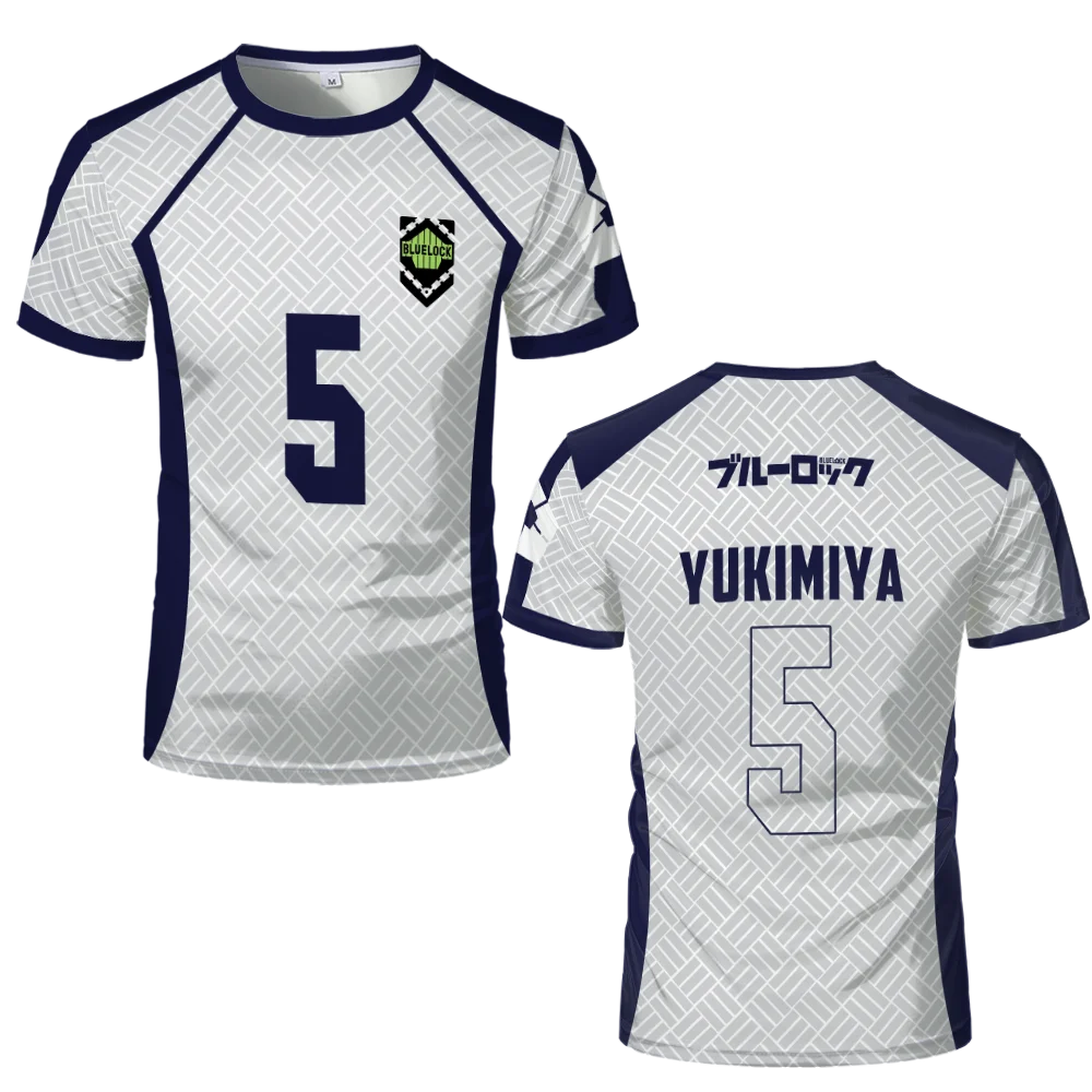 2024 Summer New Men\'s Blue Lock Anime Soccer Jersey T-shirt Women\'s Round Neck Sports Tops Children\'s Casual Short Sleeve Tshirt
