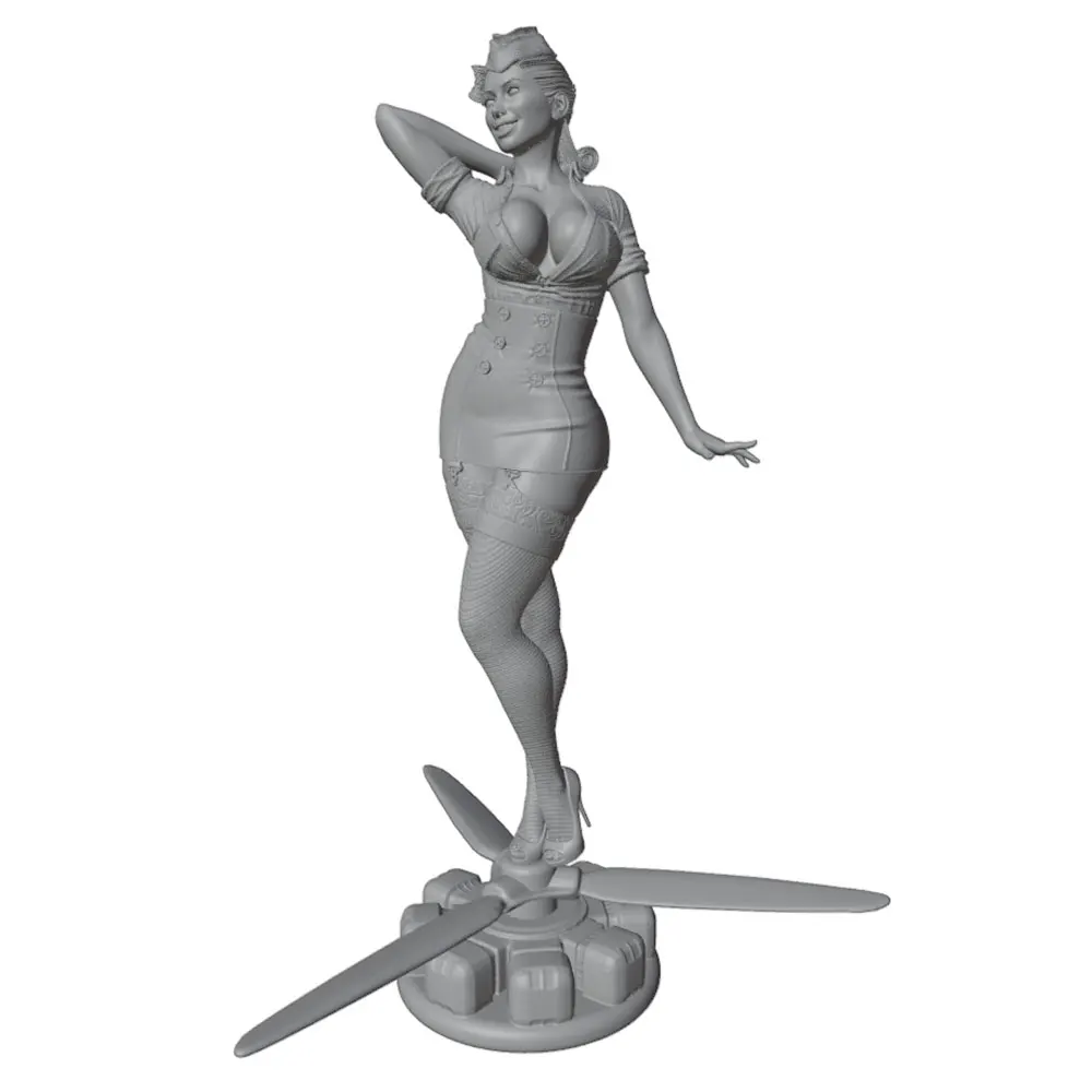1/24 Sexy Pilot Resin Model Kits GK Miniature 3D Printed Gray Model Figurine DIY Doll Collection Unassembled And Unpainted