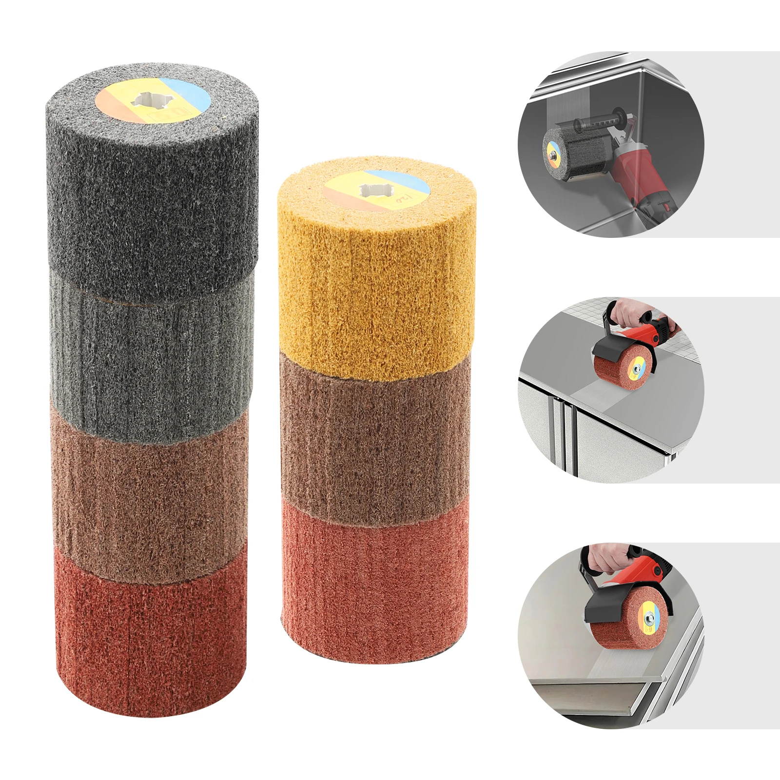 

Polishing Wheel, 7-Piece Drawing Wheel Set (60# 80# 120# 180# 240# 320# 600#), 12x10cm Abrasive Flap Disc for Metal, Wood
