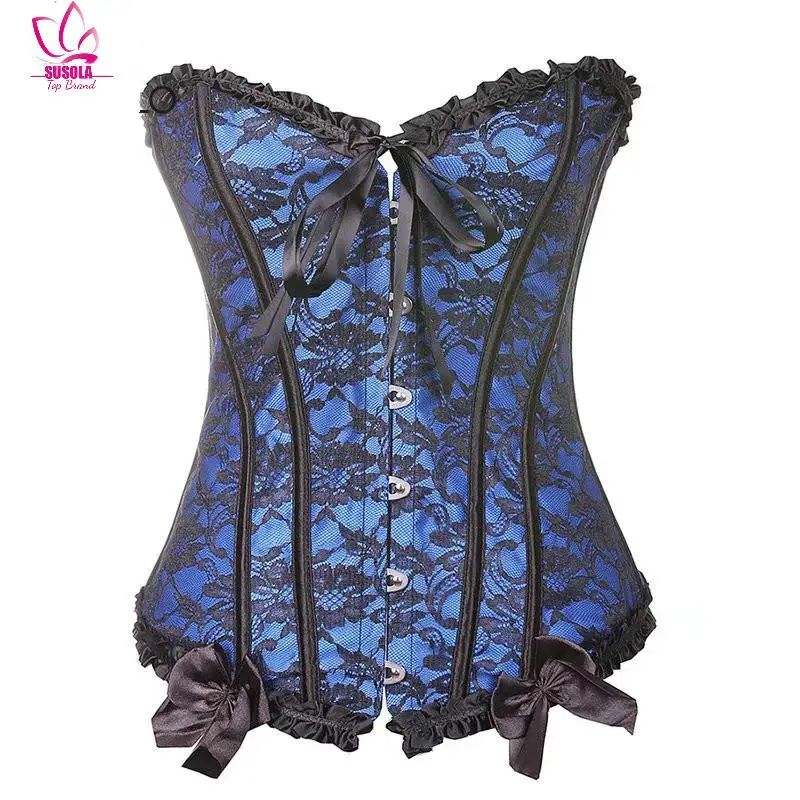 

SUSOLA Lady Sexy Women Steampunk Clothing Gothic Corsets Lace Up Boned Bustier Waist Body Shaper Corselet S-6XL