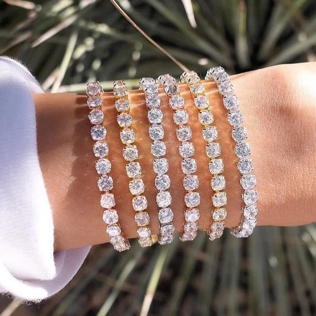 Olśniewająca bransoletka tenisowa dla kobiet mężczyzn 4mm błyszcząca cyrkonia Iced Out Chain Crystal para męska damska bransoletka hurtownia biżuterii
