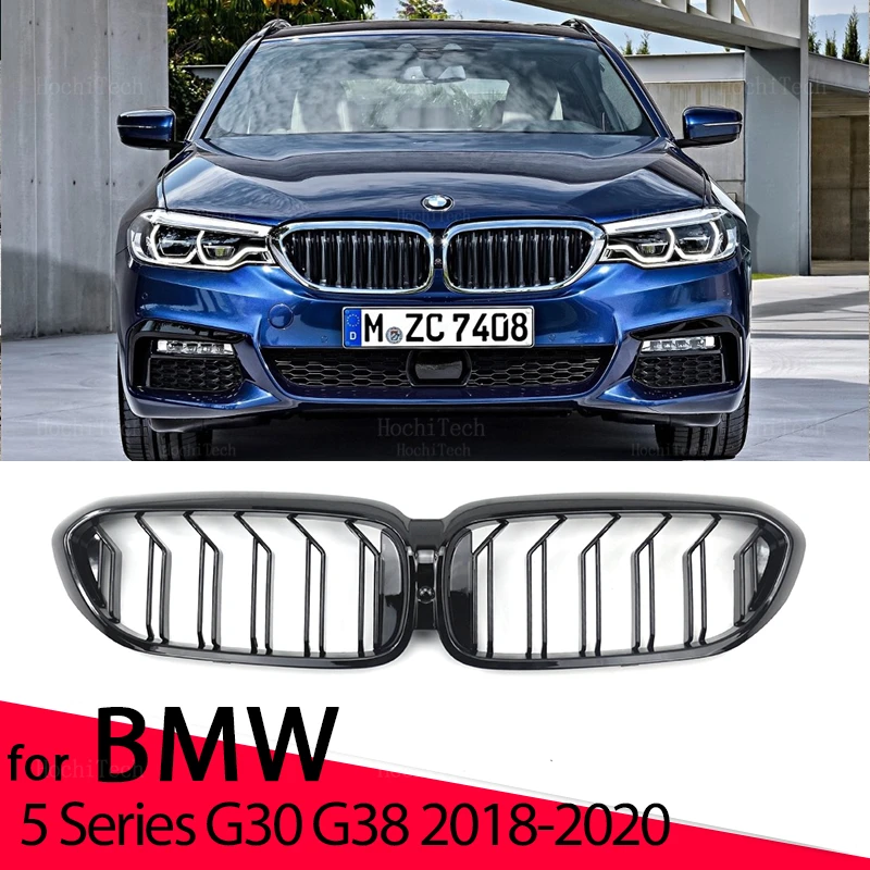 

New Look Car Grille Grill Front Kidney Glossy 2 Line Double Slat For BMW 5 Series G30 G38 Pre-LCI 2018 2019 2020 Car Accessories