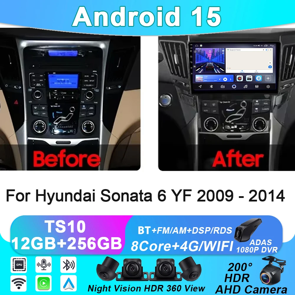 

Car Android Radio For Hyundai Sonata 6 YF 2009 - 2014 WIFI Head Unit Auto Carplay GPS Navigation Multimedia Player Stereo No DVD