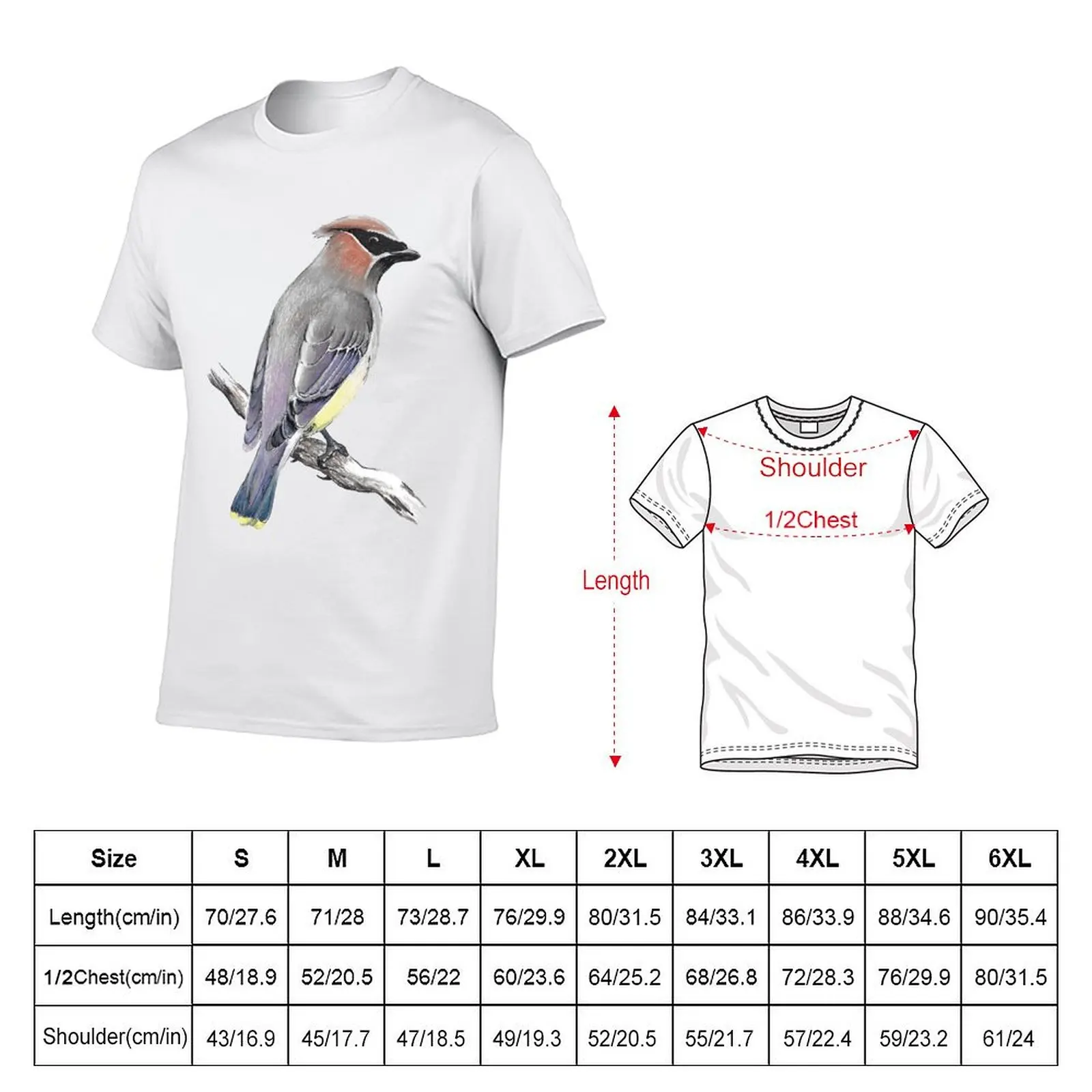 Cedar Waxwing T-Shirt Basic Solid Tee for Daily Use