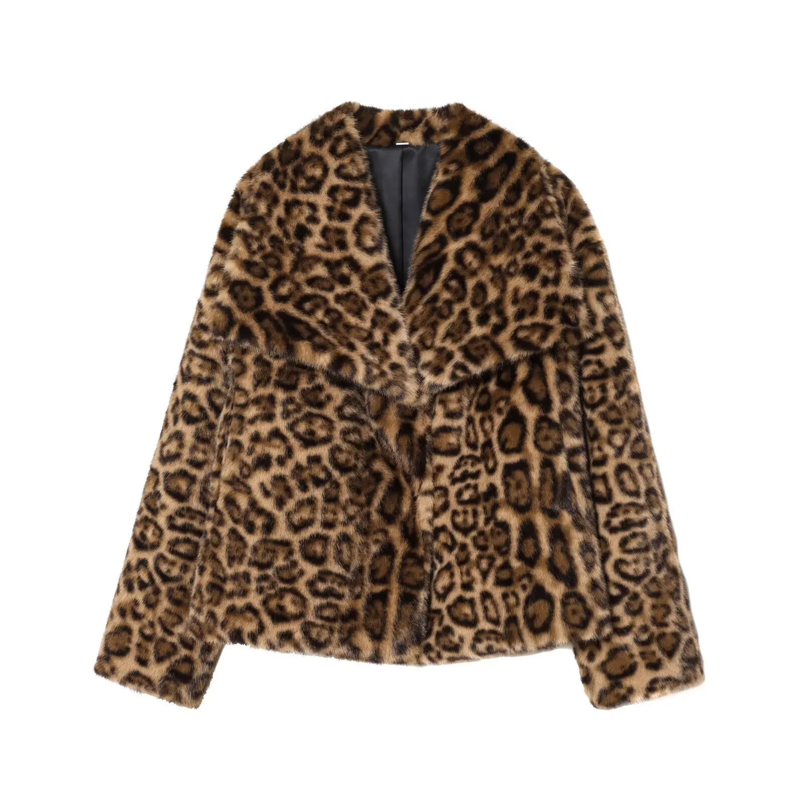 European and American cross-border 2026 autumn and winter new women's fashion street leopard print faux fur effect jacket jacket