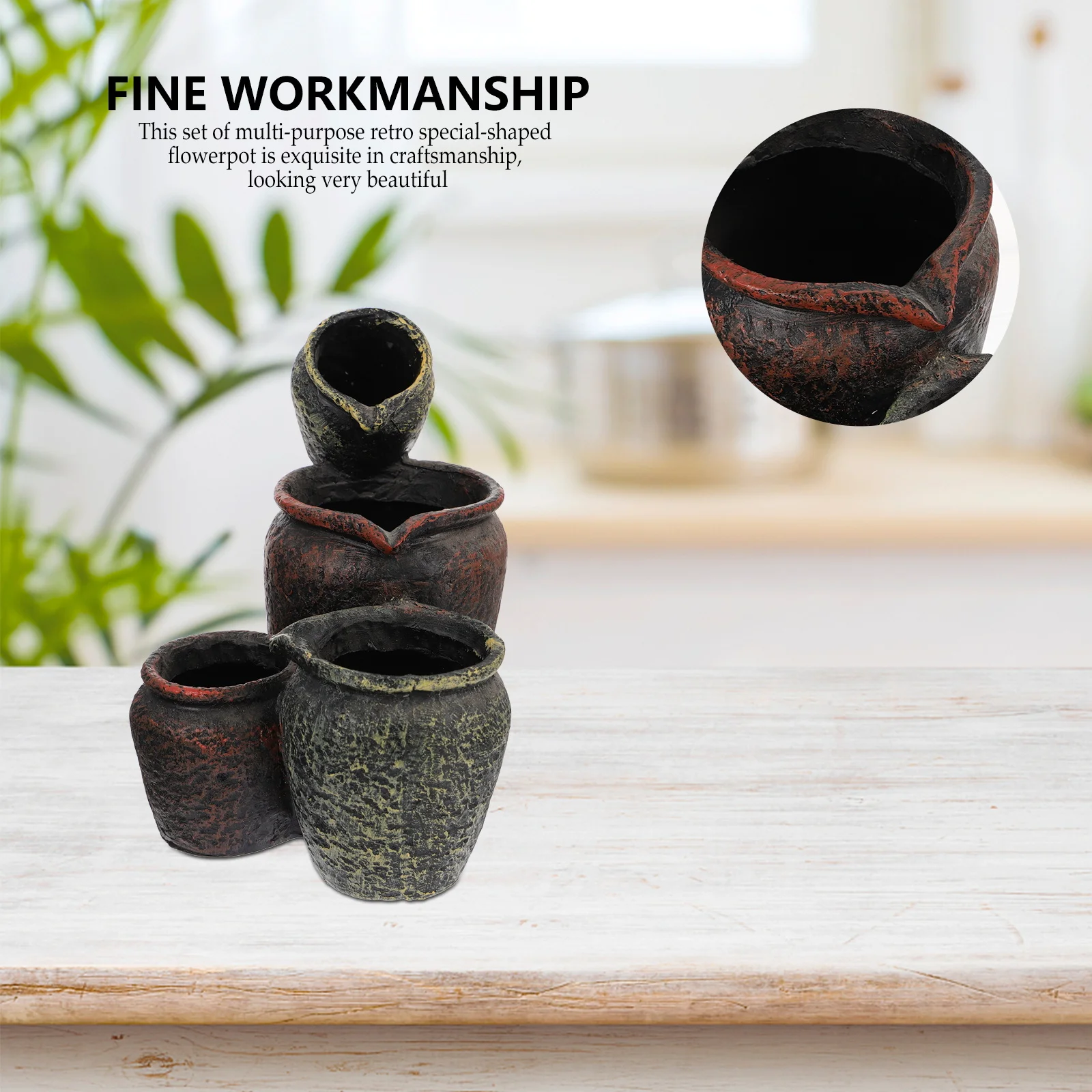 

Rustic Planter Cute Pot Succulent Planters Office Ornaments Flower Pots Resin Decorations