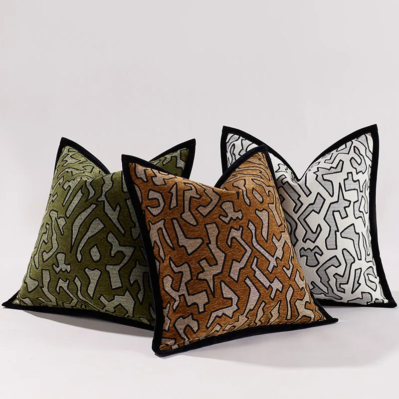 Cushion Covers Living Room Luxury Pillow Covers Decorative White Green Brown Home Decor Sofa Chenille Pillow Cases 45x45 50x50