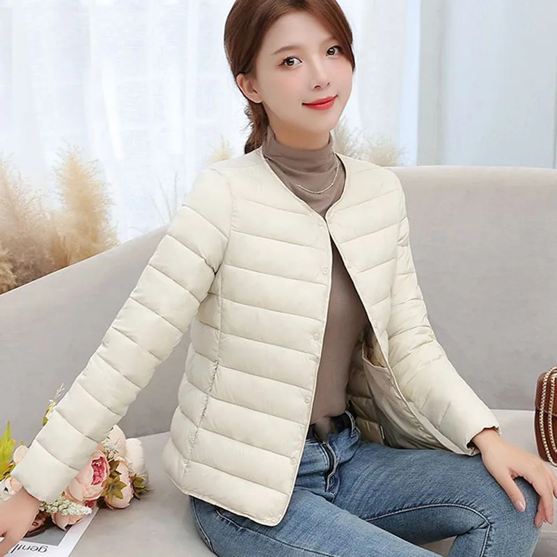 Women Lightweight Down Cotton Jackets 2025 New Collarless Ultralight Quilted Padded Parkas Autumn Winter Thick Warm Outerwear - Image 2