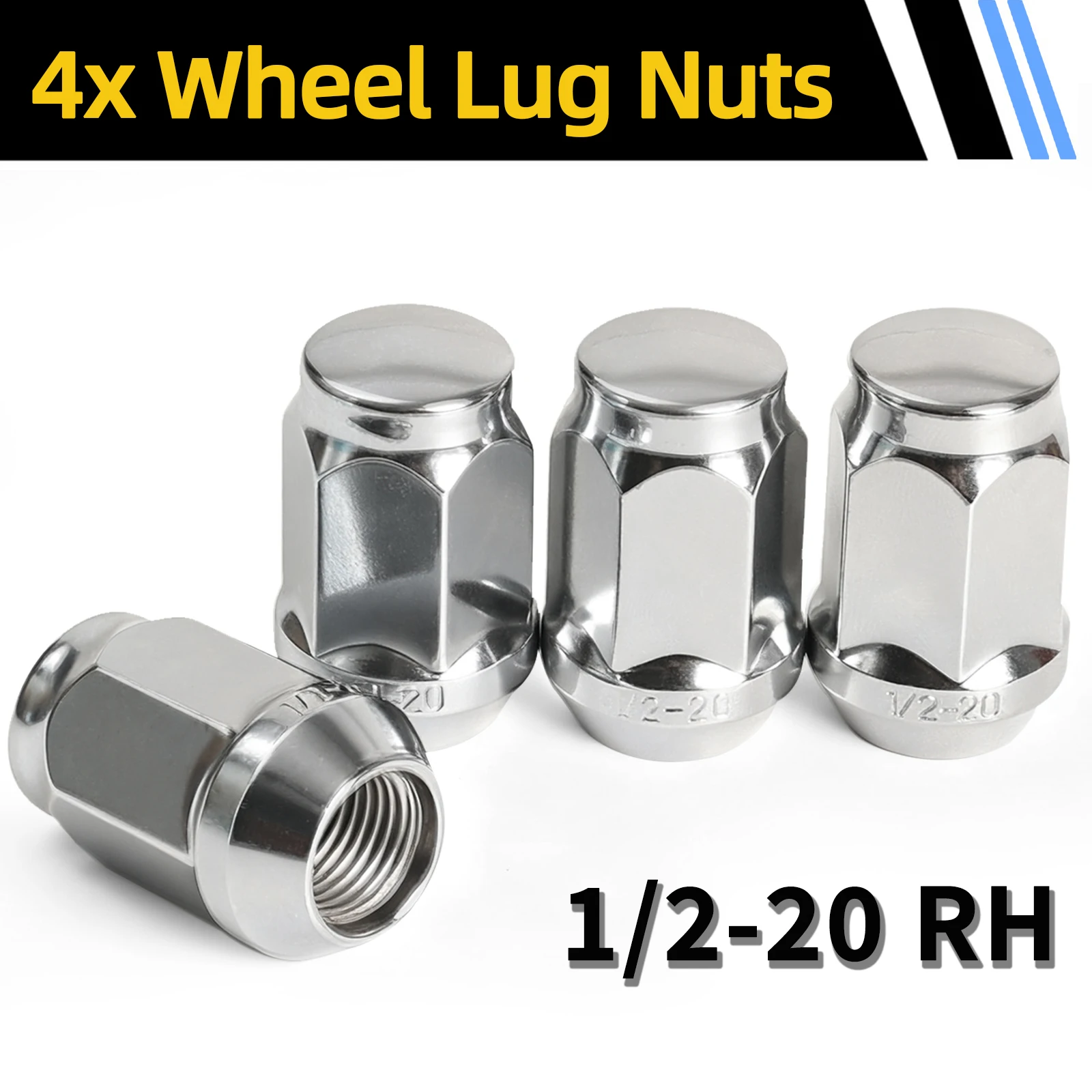 4x porcas de roda de bolota 1/2 "-20rh 19mm hex para ford explorer mustang jeep grand cherokee wrangler liberty dodge nitro ram 1500