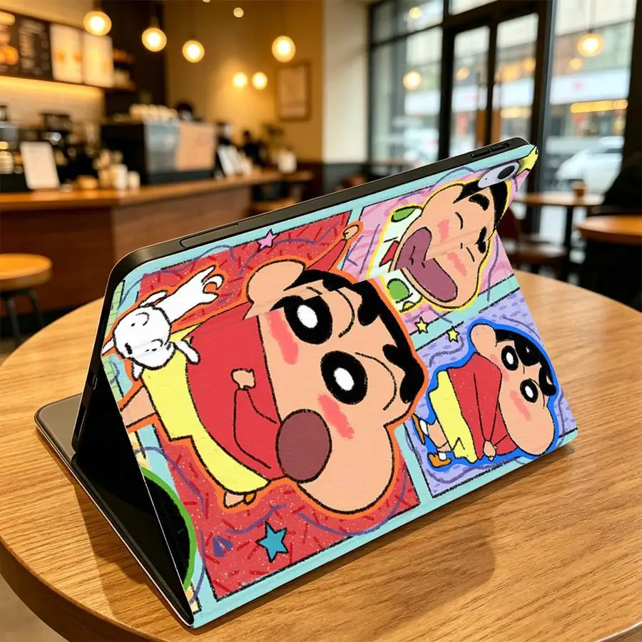 Case for Samsung Galaxy Tab S11 A7 Lite A9Plus S9 FE S9+ S10 Lite S7 S8+ A11 A8 S10FE S10 Plus with Pencil Slot Cute Shin-Chans