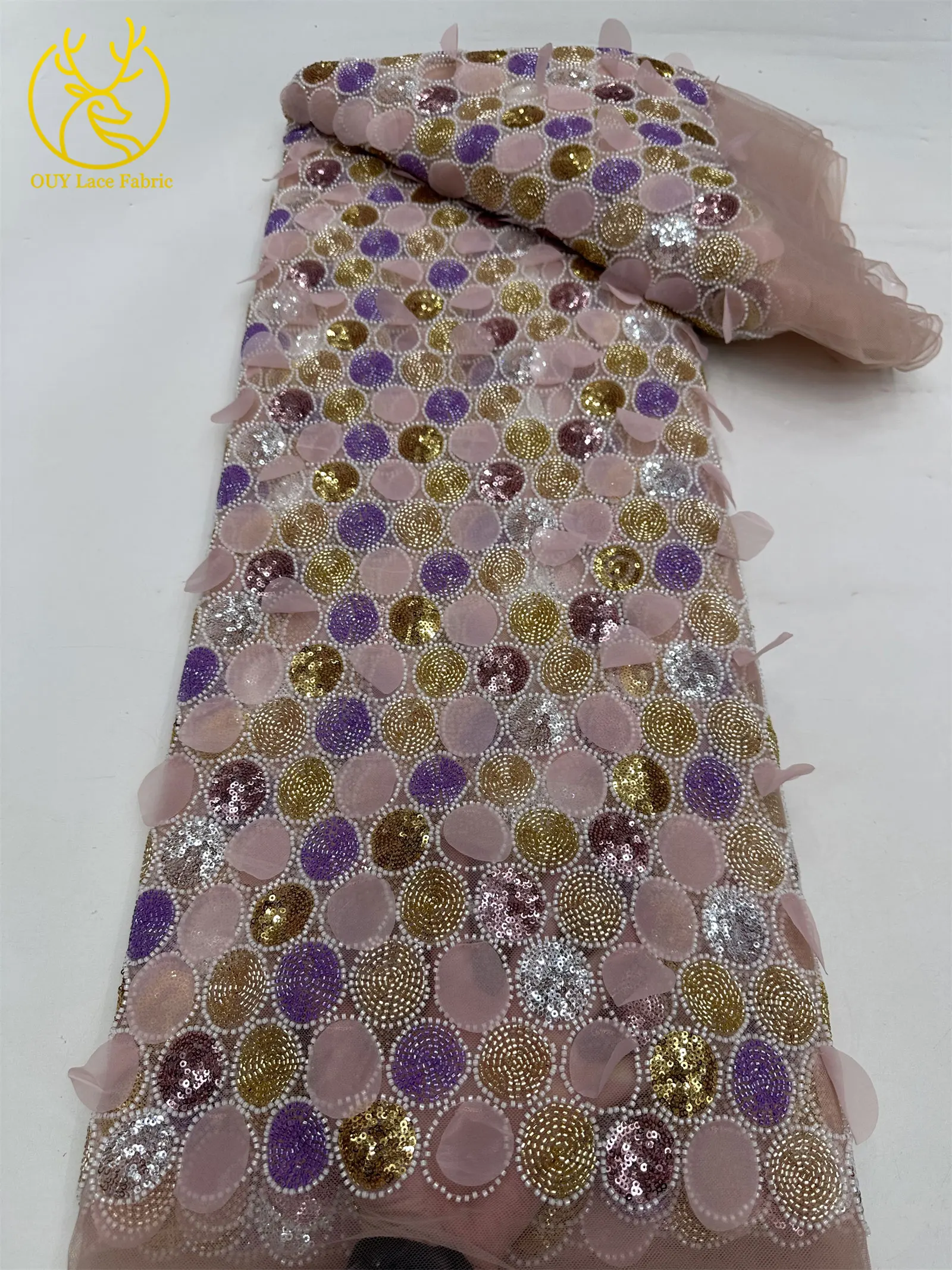 Il più nuovo tessuto africano del pizzo in rilievo 2025 di alta qualità di lusso francese nigeriano paillettes tulle tessuto di pizzo abiti da festa di nozze
